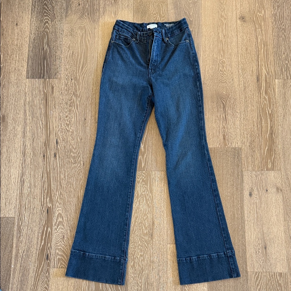 Good American Dark Blue Flare Jeans